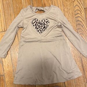 Stylish Tan Kids Dress with Heart Design